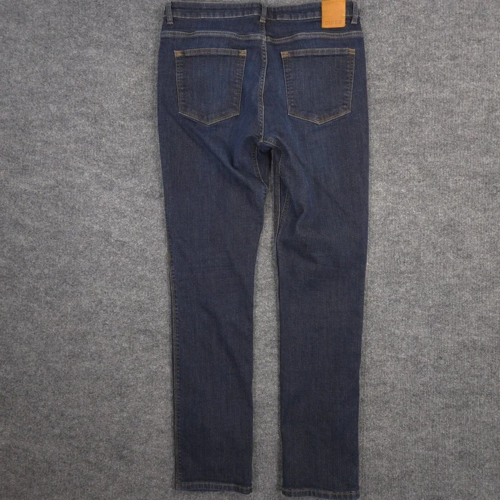 DU/ER Fleece Lined Jeans Mens 32X32 Blue Tapered 5 Pocket Flex Dark Wash Denim